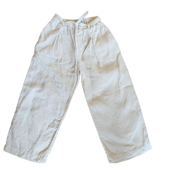 Zara Other - Zara size 6 linen cream wide leg relaxed fit pants minimalist neutral natural bo